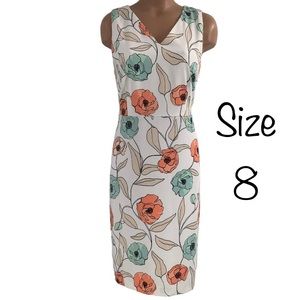 Ann Taylor Factory Floral Dress V Neck Watercolor Pastel Colors Size 8